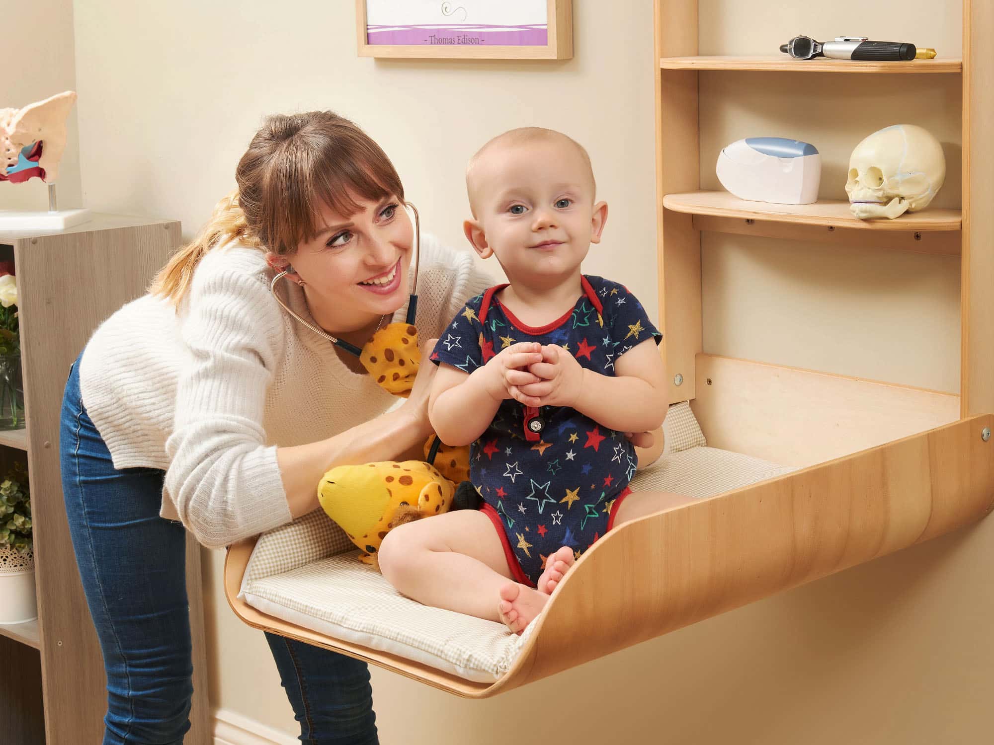 Paediatric chiropractic treatment being administered by Rebecca Oliver at Biddenden Chiropractic.